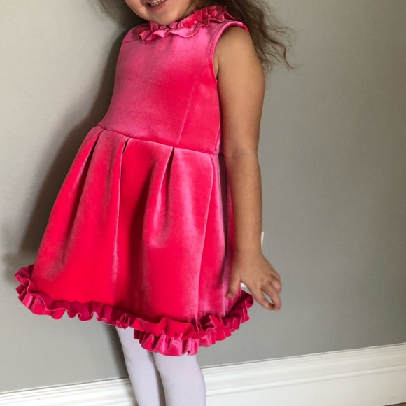 girls pink velvet dress